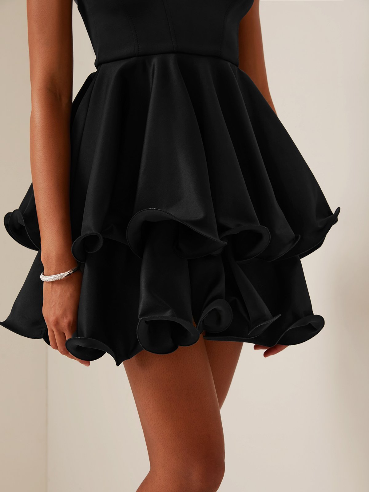 Black Spaghetti A-Line Mini Dress