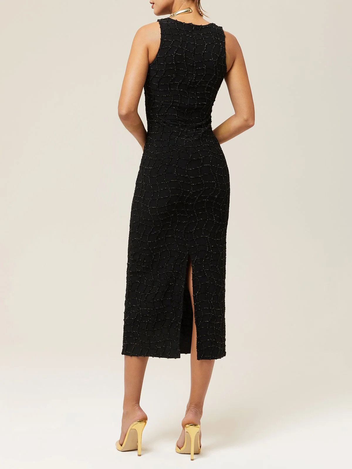 Black Classic Crew Neck Sleeveless Sheath Maxi Dress