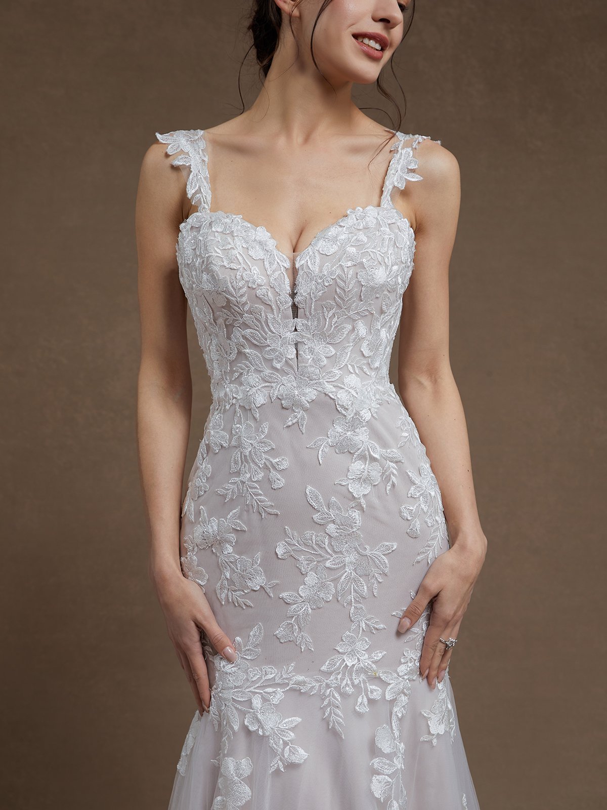 White Lace Wedding Dress Spaghetti Gallus Sheath Gown Dress