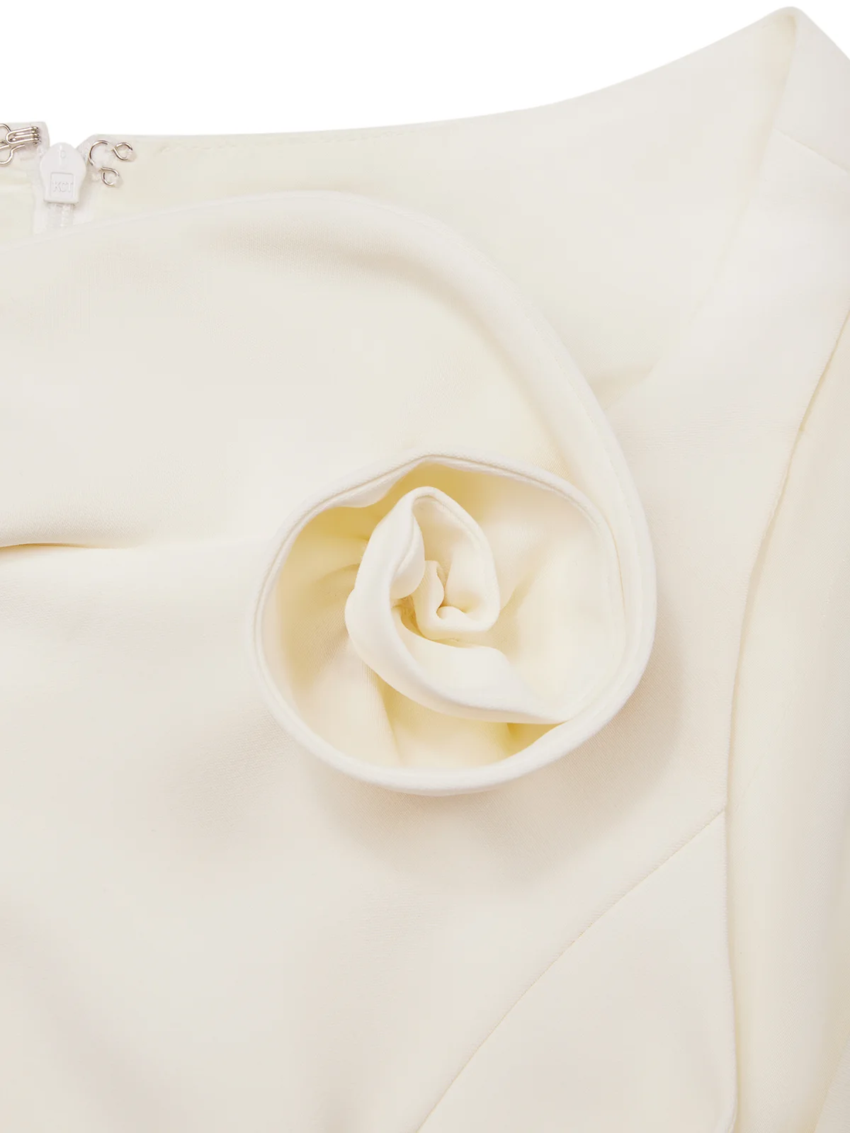 White 3D Floral Ruched Classic Crew Neck Sleeveless Sheath Midi Dress