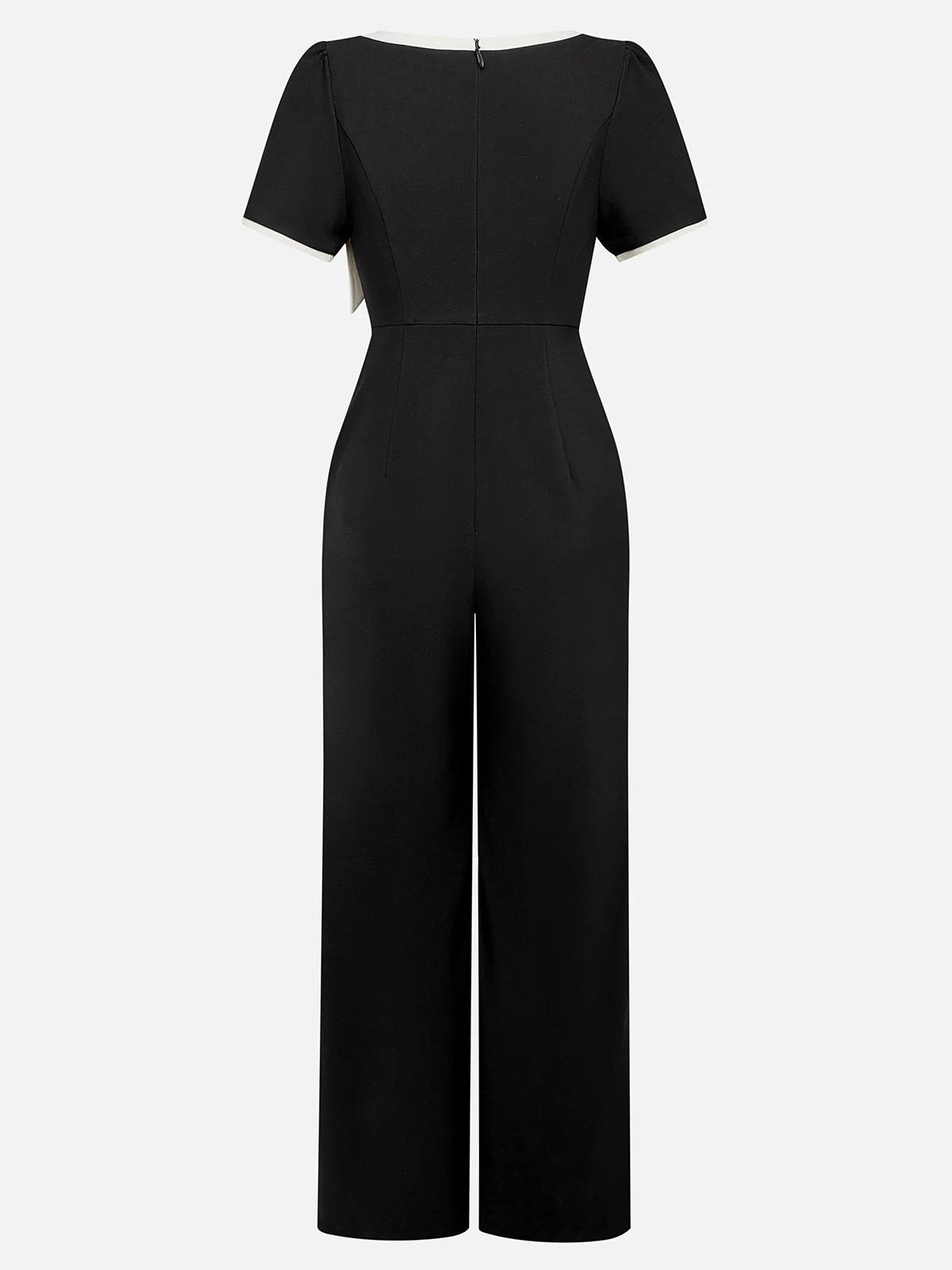 Black Boat Neck Bow Regular Fit Urban Jumpsuit 
