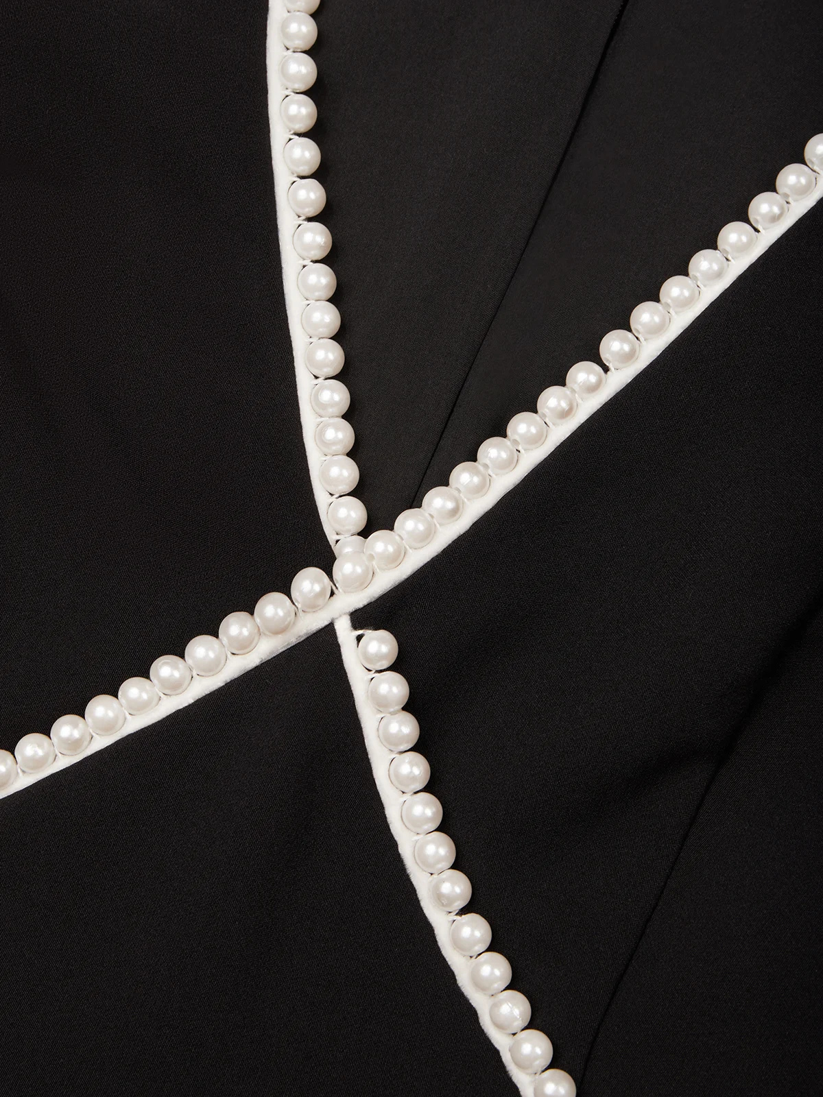 Black Imitation Pearls V Neck Sheath Midi Dress