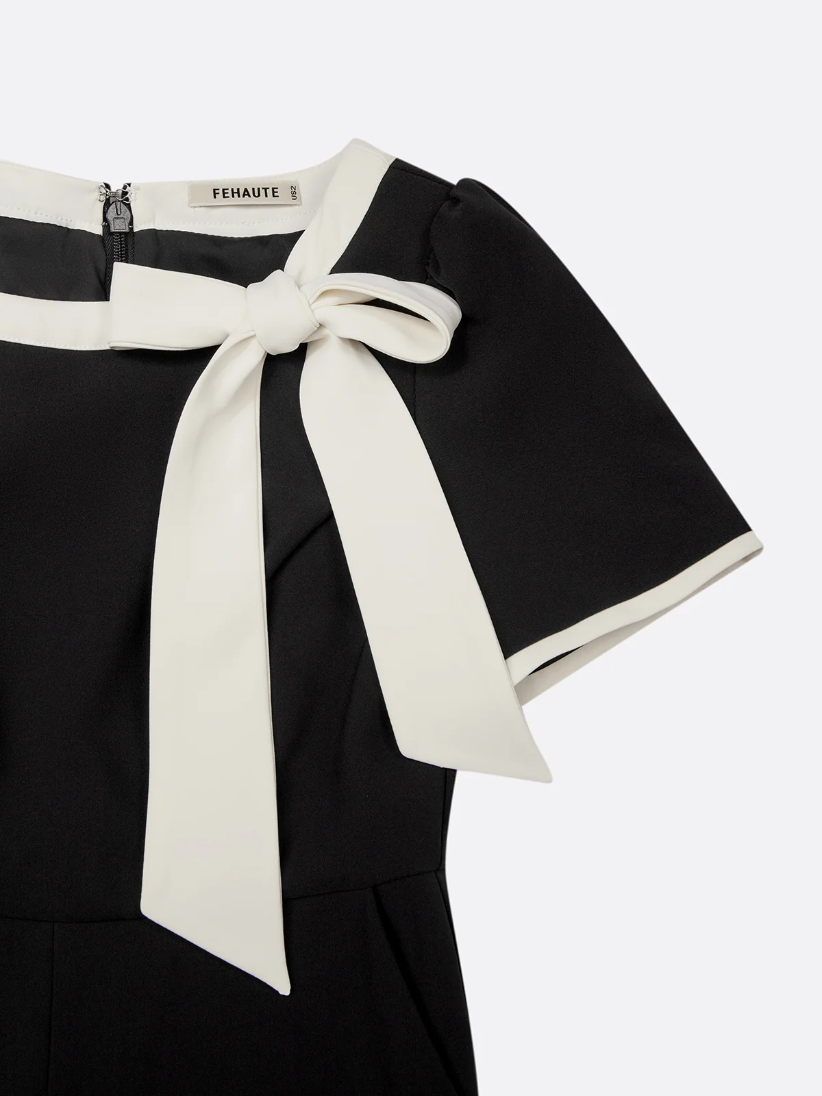 Black Boat Neck Bow Regular Fit Urban Jumpsuit 