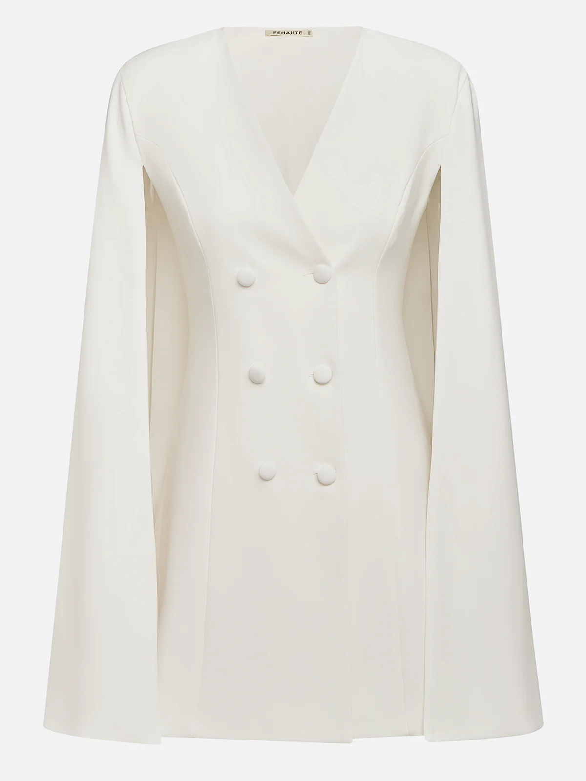 White Blazer V Neck Long Sleeve A-Line Mini Dress