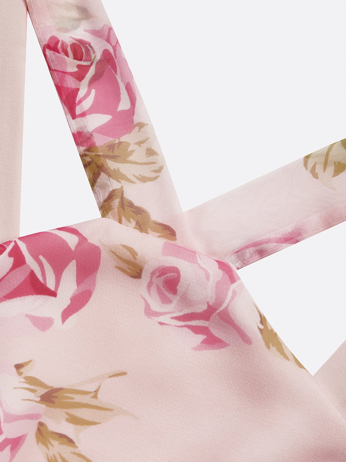 Pink Classic Floral Halter Short Sleeve A-Line Gown Dress