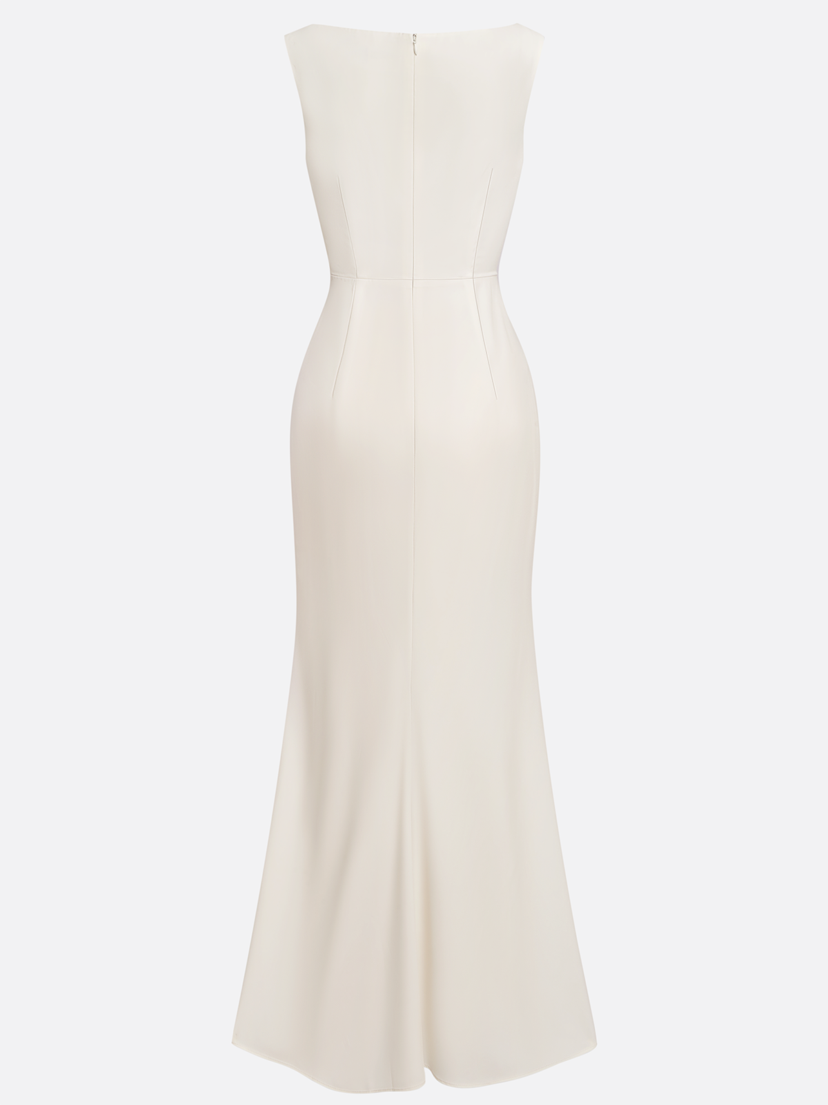 White Floral Classic V Neck Sleeveless A-Line Gown Dress