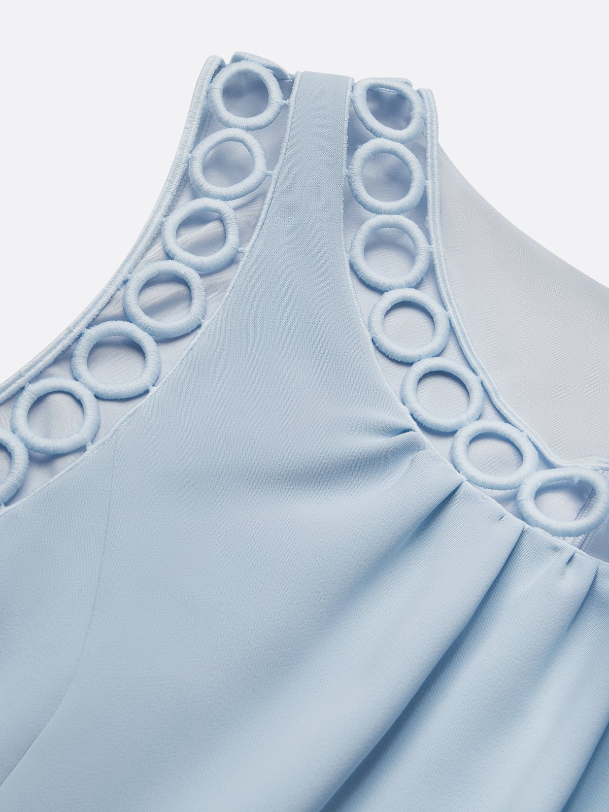 Light Blue Lace Classic Crew Neck Sleeveless Sheath Midi Dress