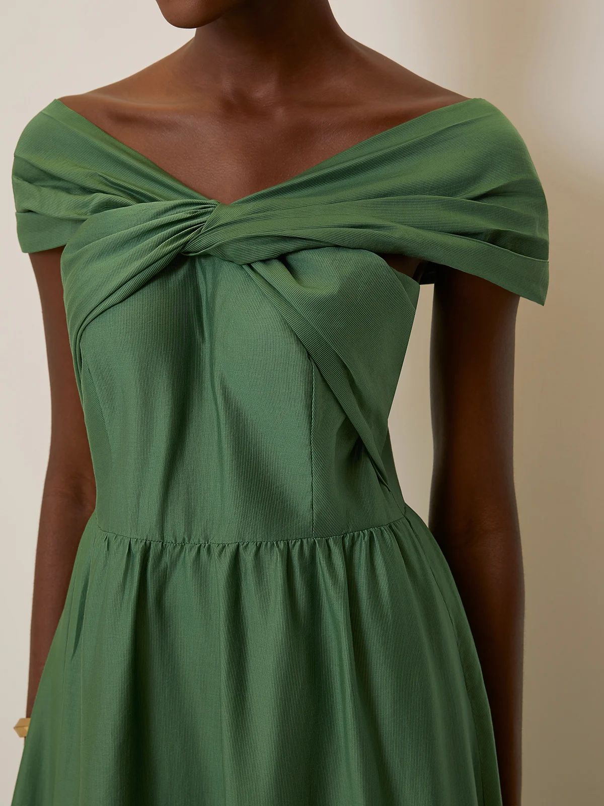 Green Lace Beaded Spaghetti Sleeveless A-Line Midi Dress