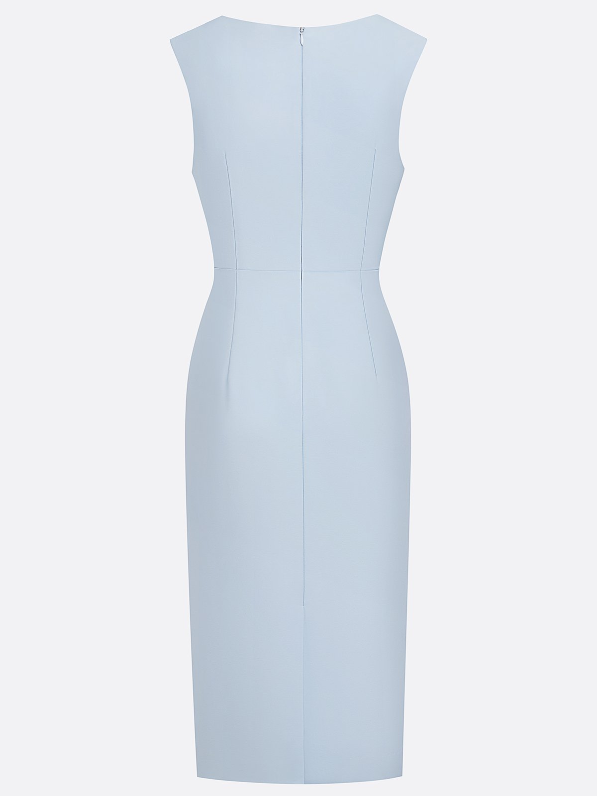 Light Blue Lace Classic Crew Neck Sleeveless Sheath Midi Dress