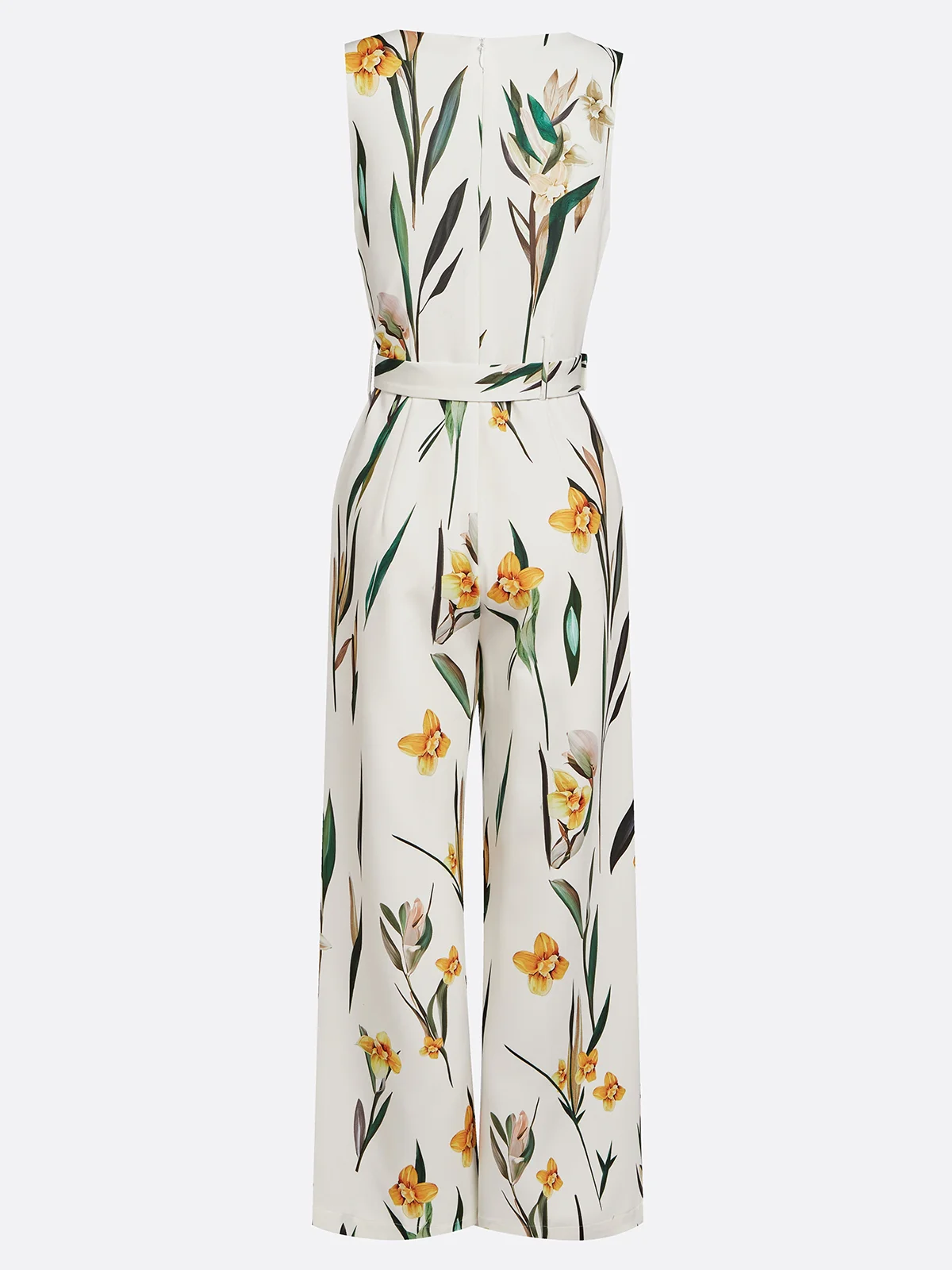 White Urban Regular Fit V Neck Floral Jumpsuit