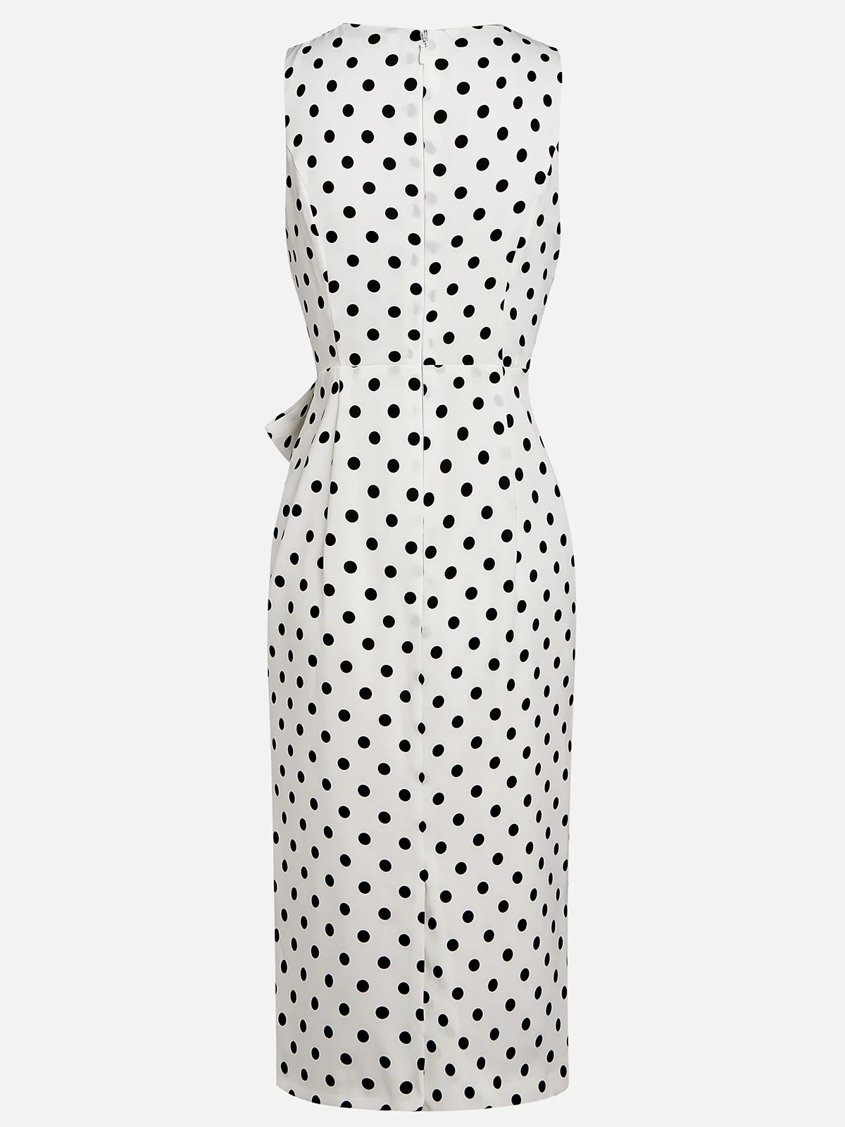 White Bow Classic V Neck Sleeveless Sheath Midi Dress