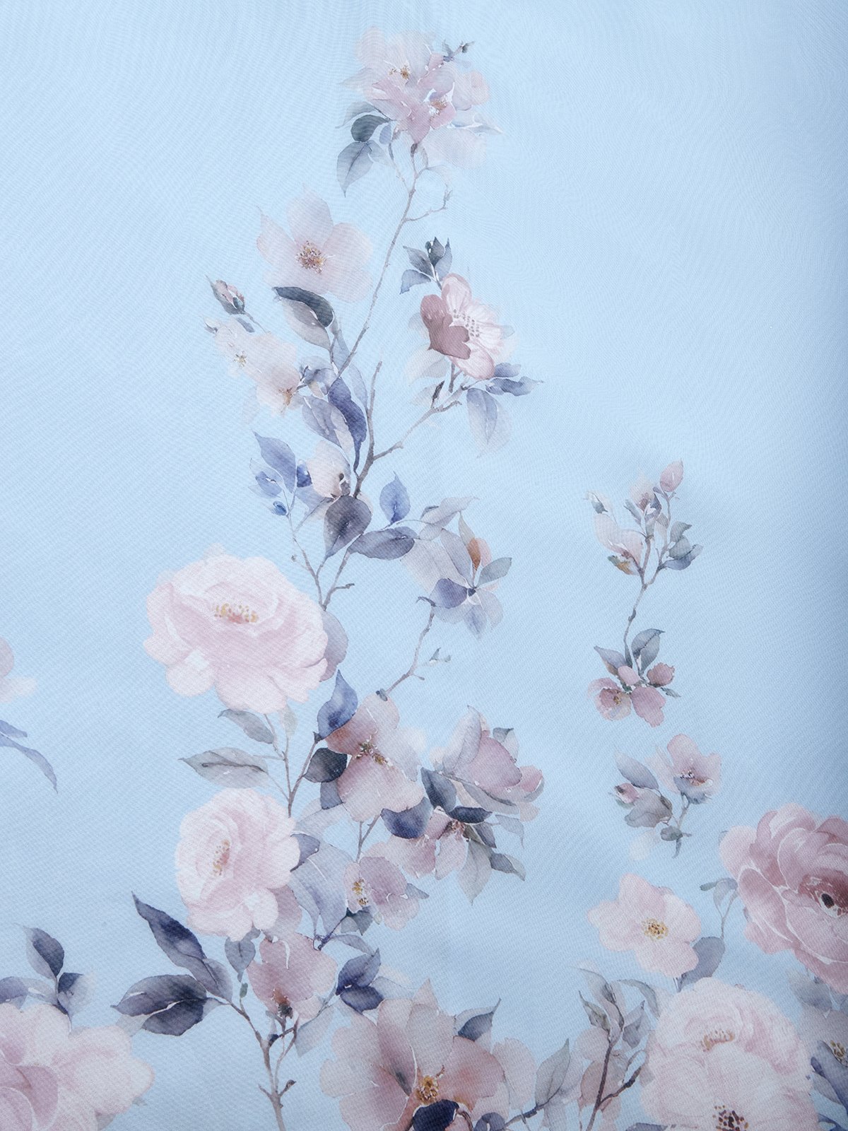 Light Blue Floral Chiffon V Neck Sleeveless A-Line Maxi Dress