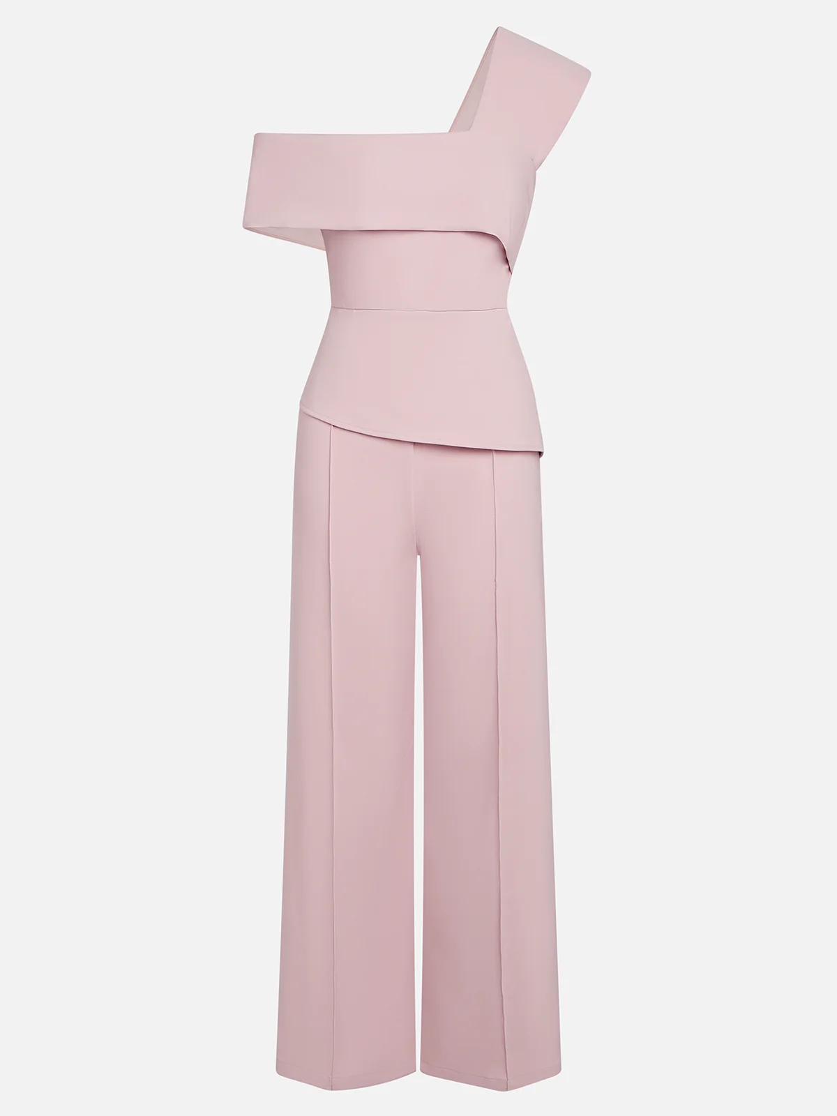 Pink Urban Asymmetrical One Shoulder Jumpsuit
