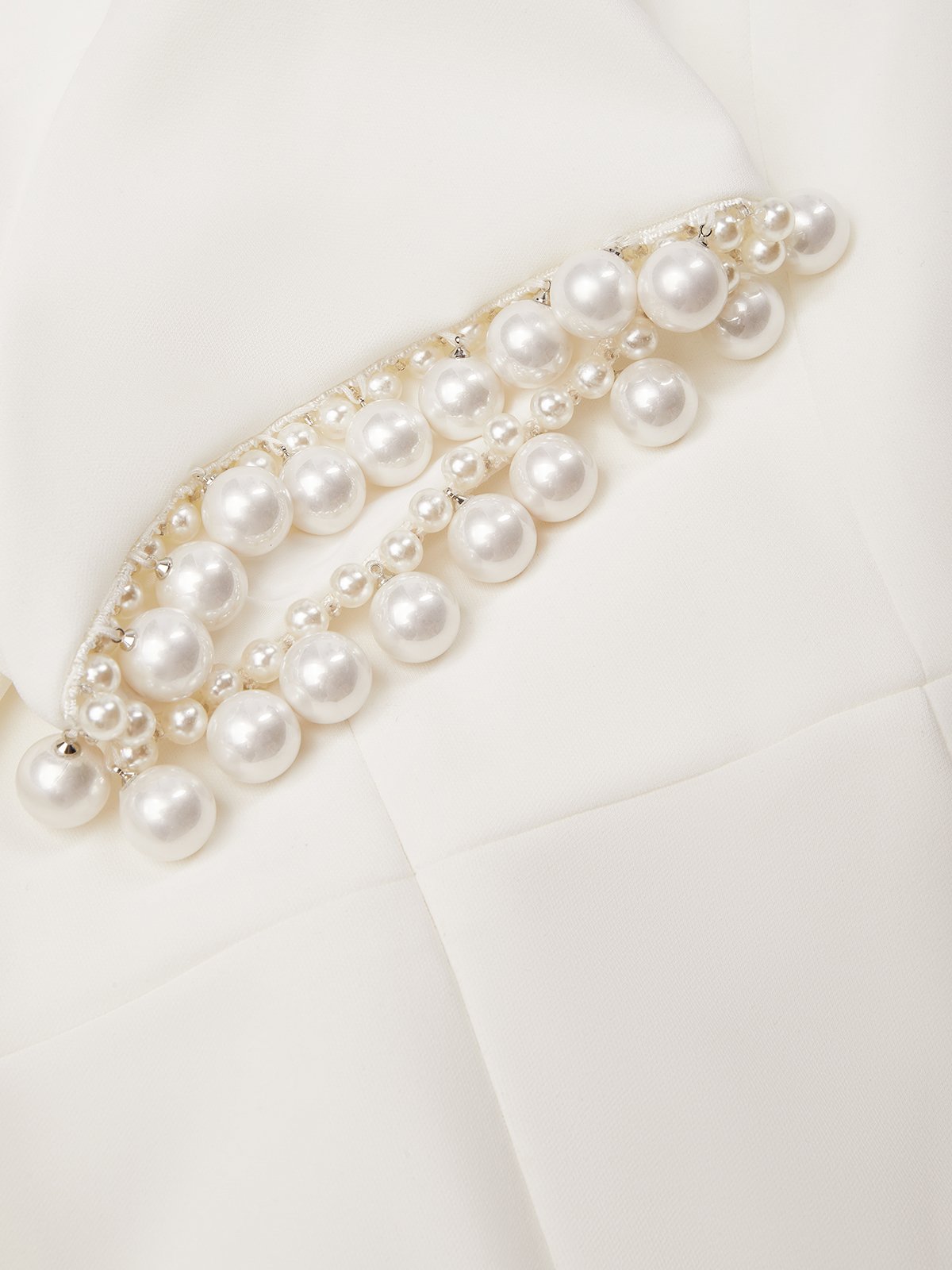 White Imitation Pearls Knot Front Classic Boat Neck Short Sleeve Sheath Midi Dress