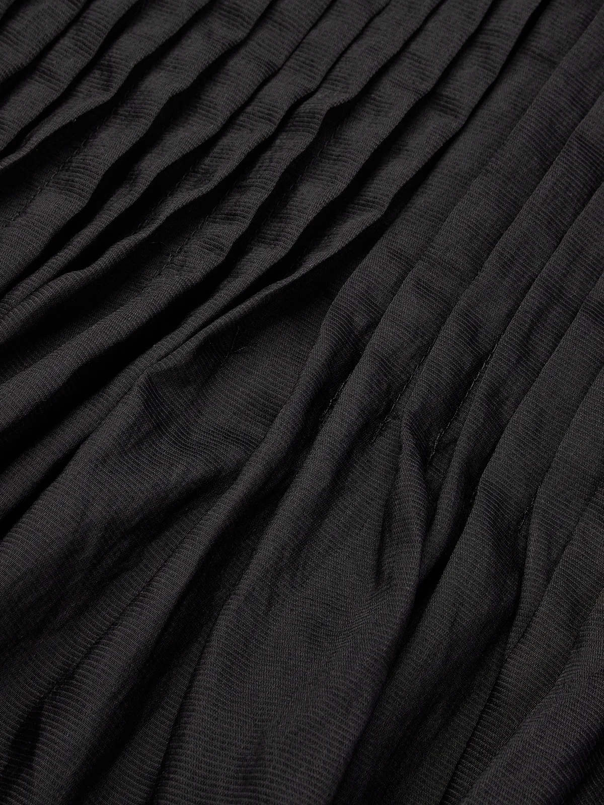 Women Black Pleated Crew Neck Sleeveless Dressy Top With Skirt Two-Piece Set