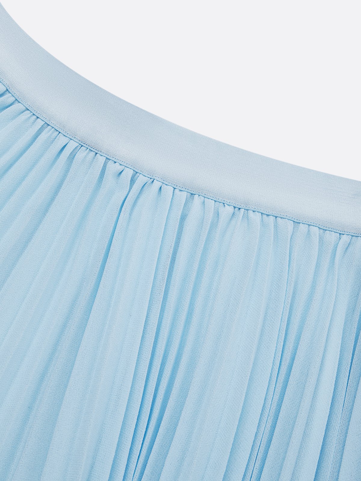 Women Light Blue Tweed Pleated Buckle Lapel Collar Short Sleeve Dressy Top With Skirt Two-Piece Set