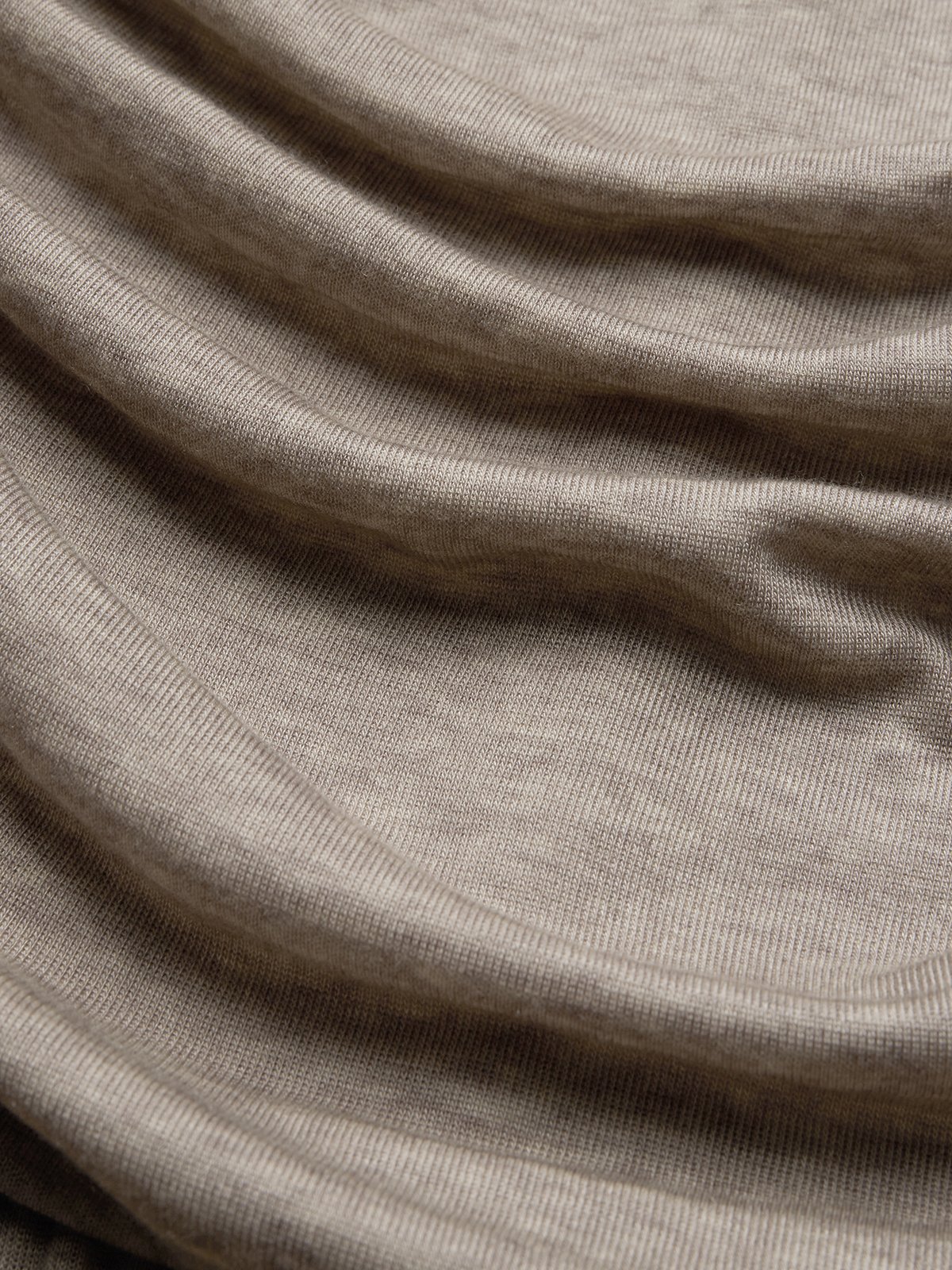 Khaki Lyocell Wool Ruched Knit Off The Shoulder Sleeveless A-Line Maxi Dress