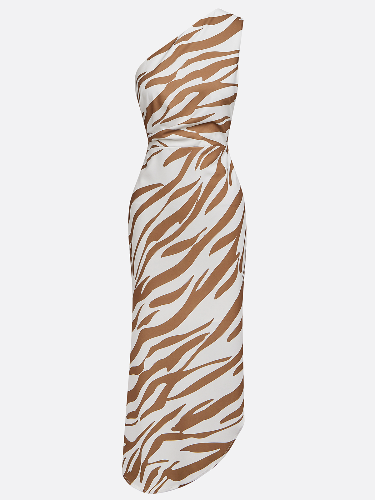 Khaki Slit Classic One Shoulder Sleeveless Mermaid Midi Dress