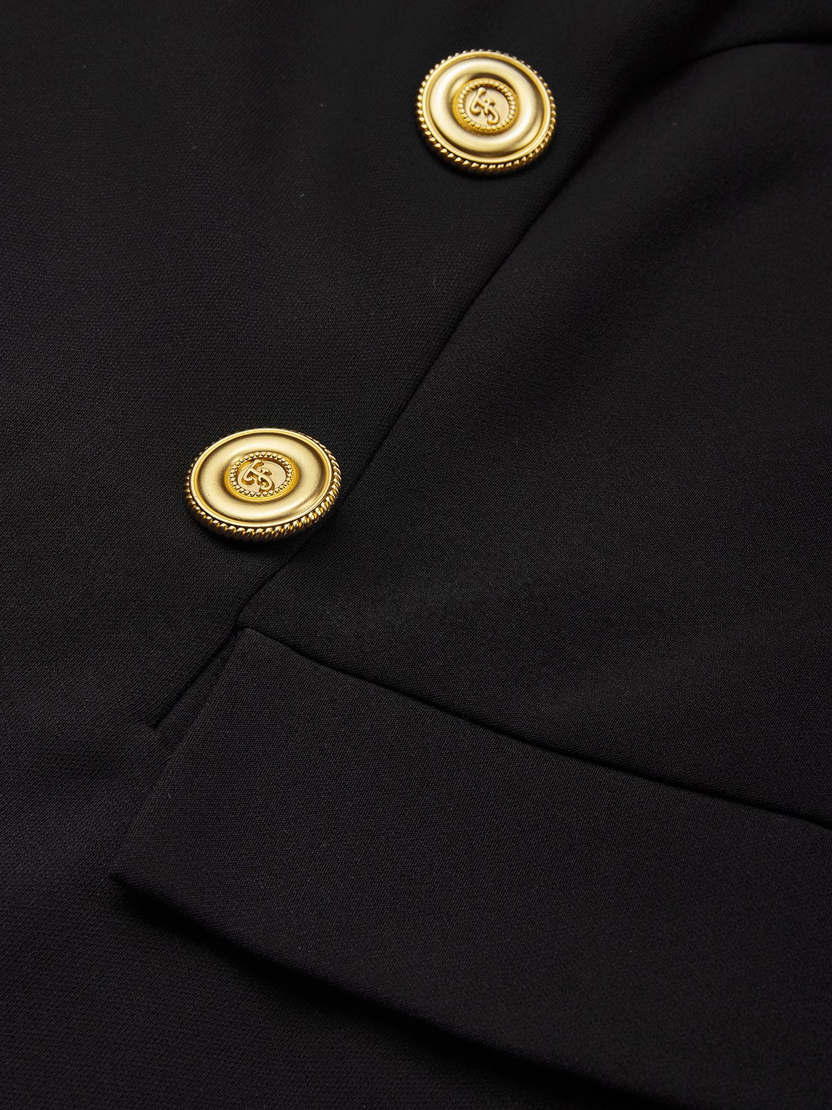 Black Buckle Blazer Square Neck Short Sleeve Sheath Midi Dress