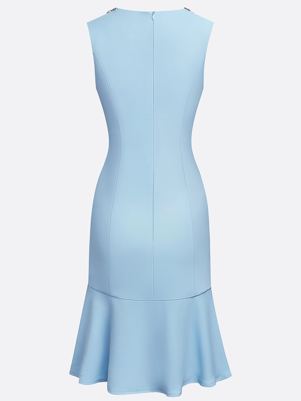 Light Blue Rhinestone Classic Crew Neck Sleeveless A-Line Mini Homecoming Dress