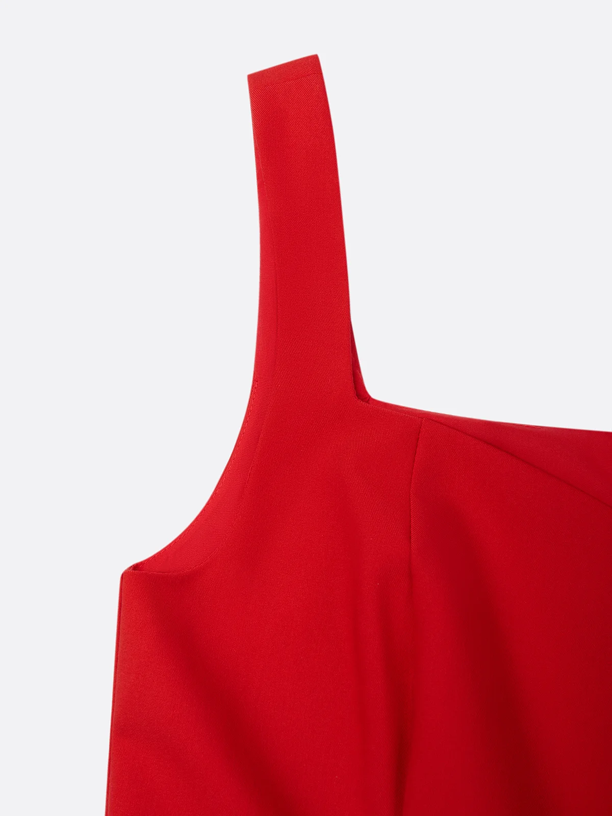 Red Pocket Stitching Classic Sweetheart Neckline Sleeveless A-Line Midi Dress