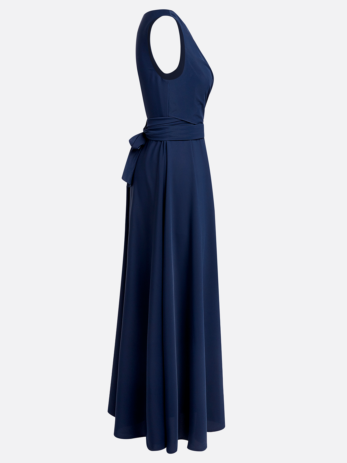 Navy Blue Classic V Neck Sleeveless A-Line Maxi Dress