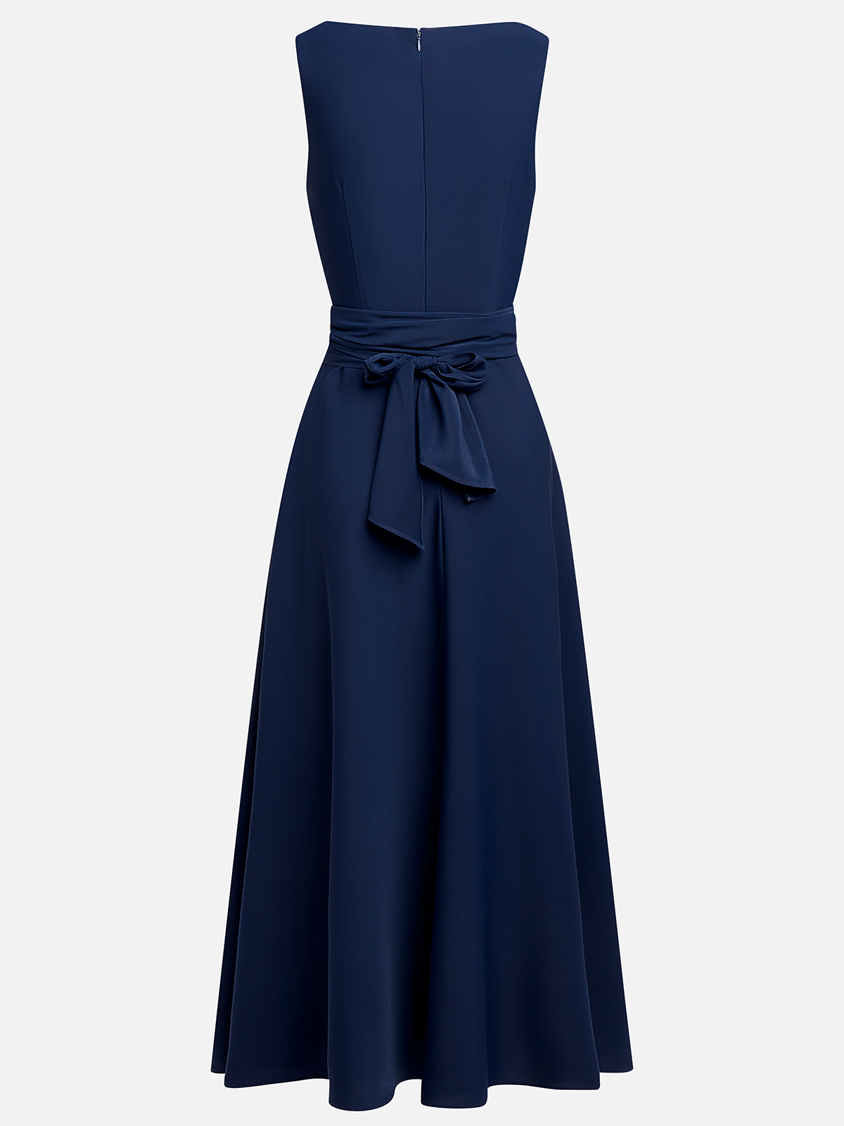 Navy Blue Classic V Neck Sleeveless A-Line Maxi Dress