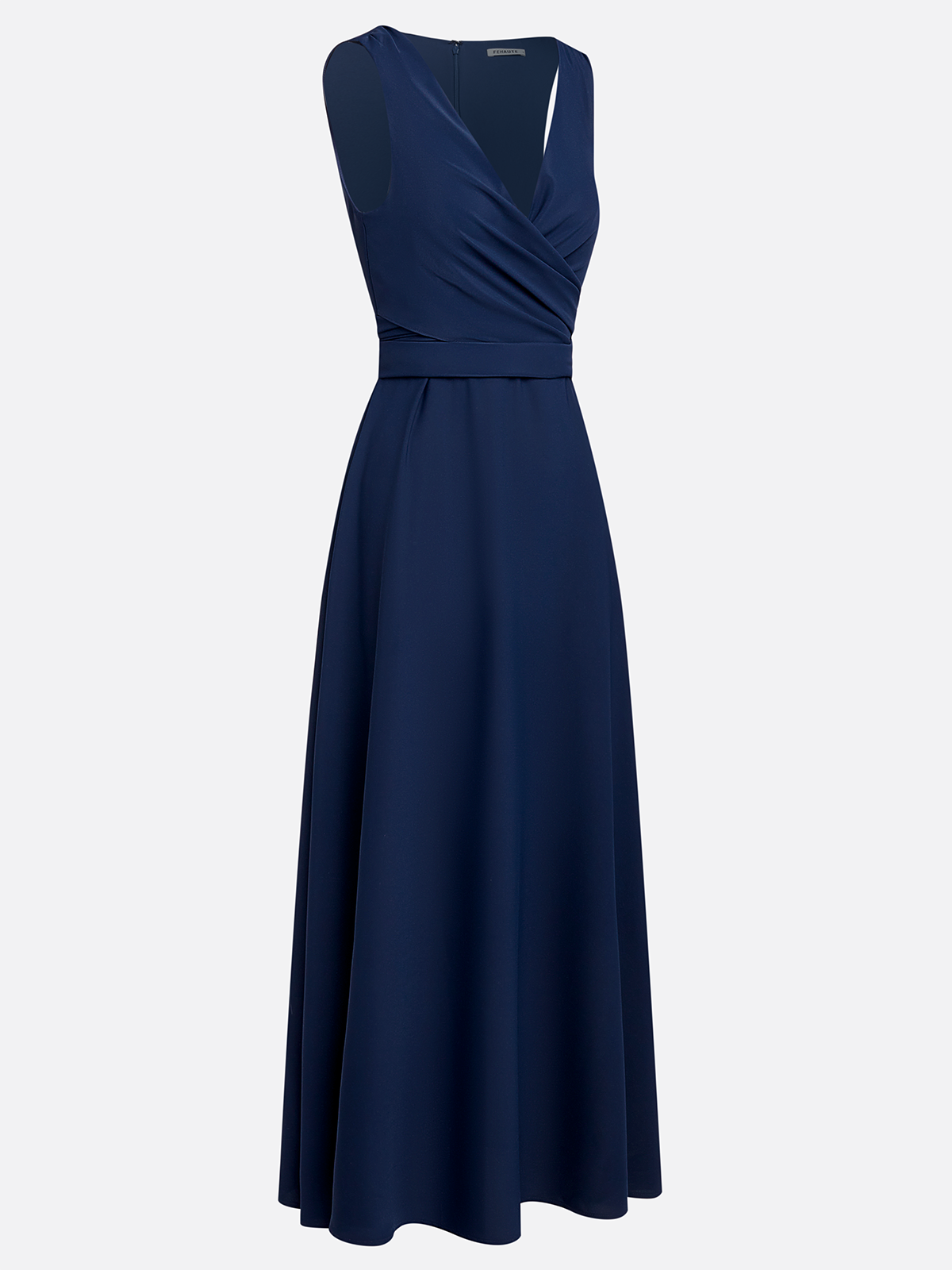 Navy Blue Classic V Neck Sleeveless A-Line Maxi Dress