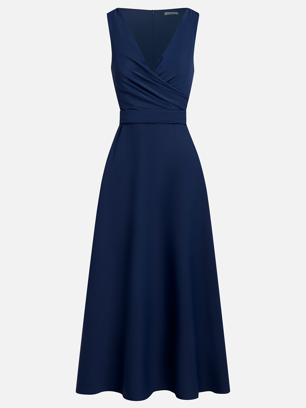 Navy Blue Classic V Neck Sleeveless A-Line Maxi Dress