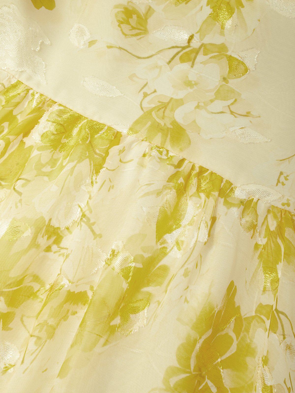Yellow Floral Chiffon Halter Sleeveless A-Line Midi Dress