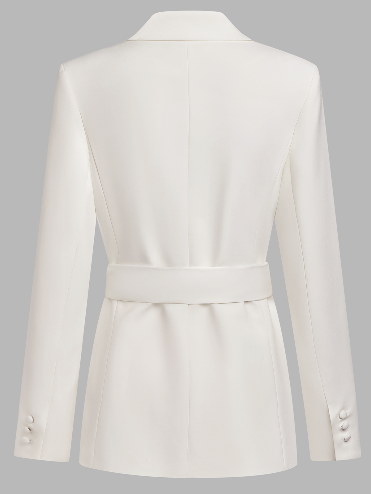 Women White Pocket Stitching Blazer