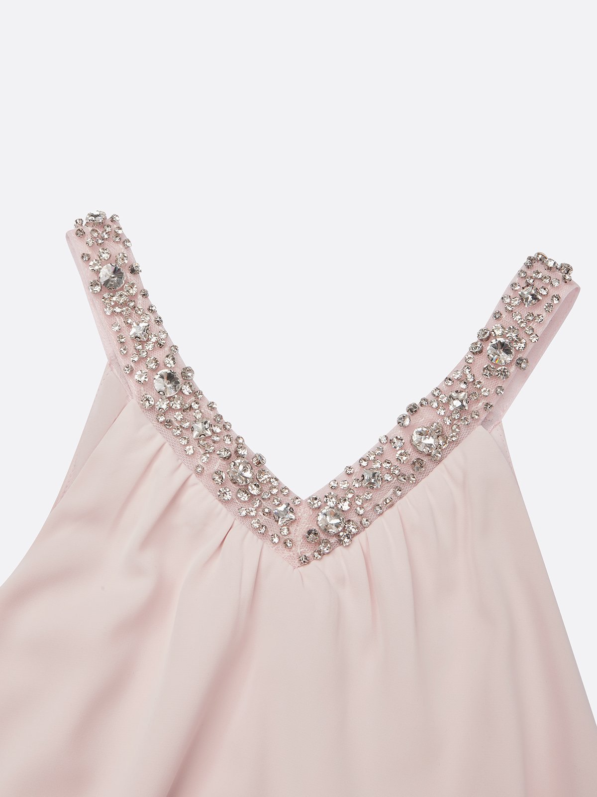 Pink Beaded Ruched Chiffon Halter Sleeveless A-Line Gown Dress