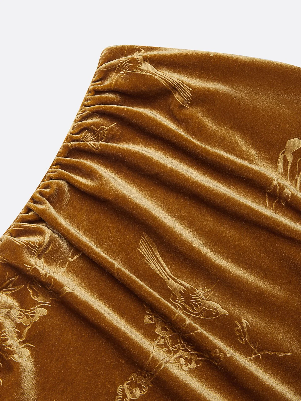 Golden Jacquard Velvet One Shoulder Sleeveless Sheath Midi Dress