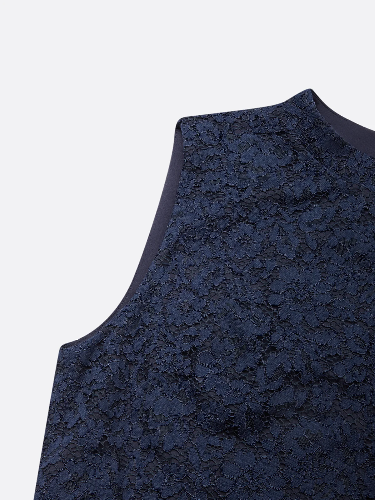 Purplish blue Lace Mock Neck Sleeveless Mermaid Maxi Dress