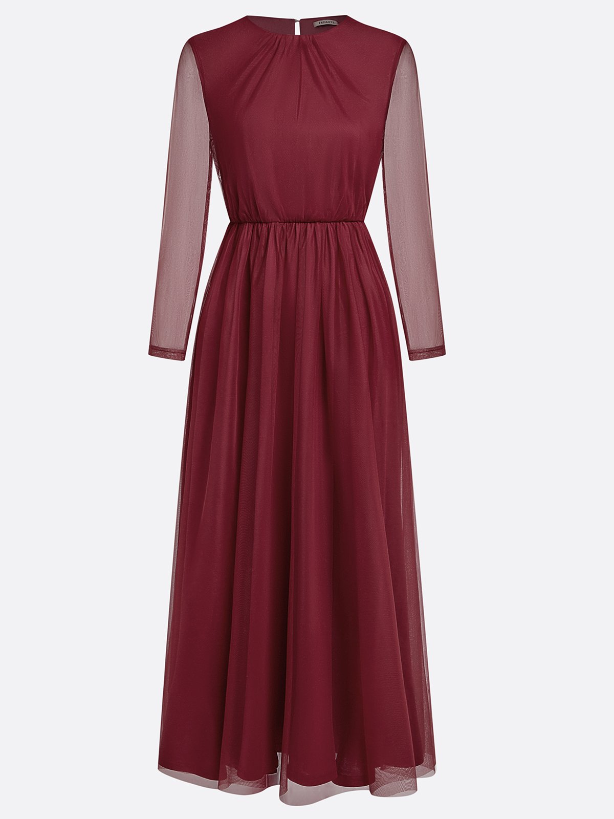 Women Wine Red Lapel Collar Long Sleeve Dressy Dress With Coat Two-Piece Set