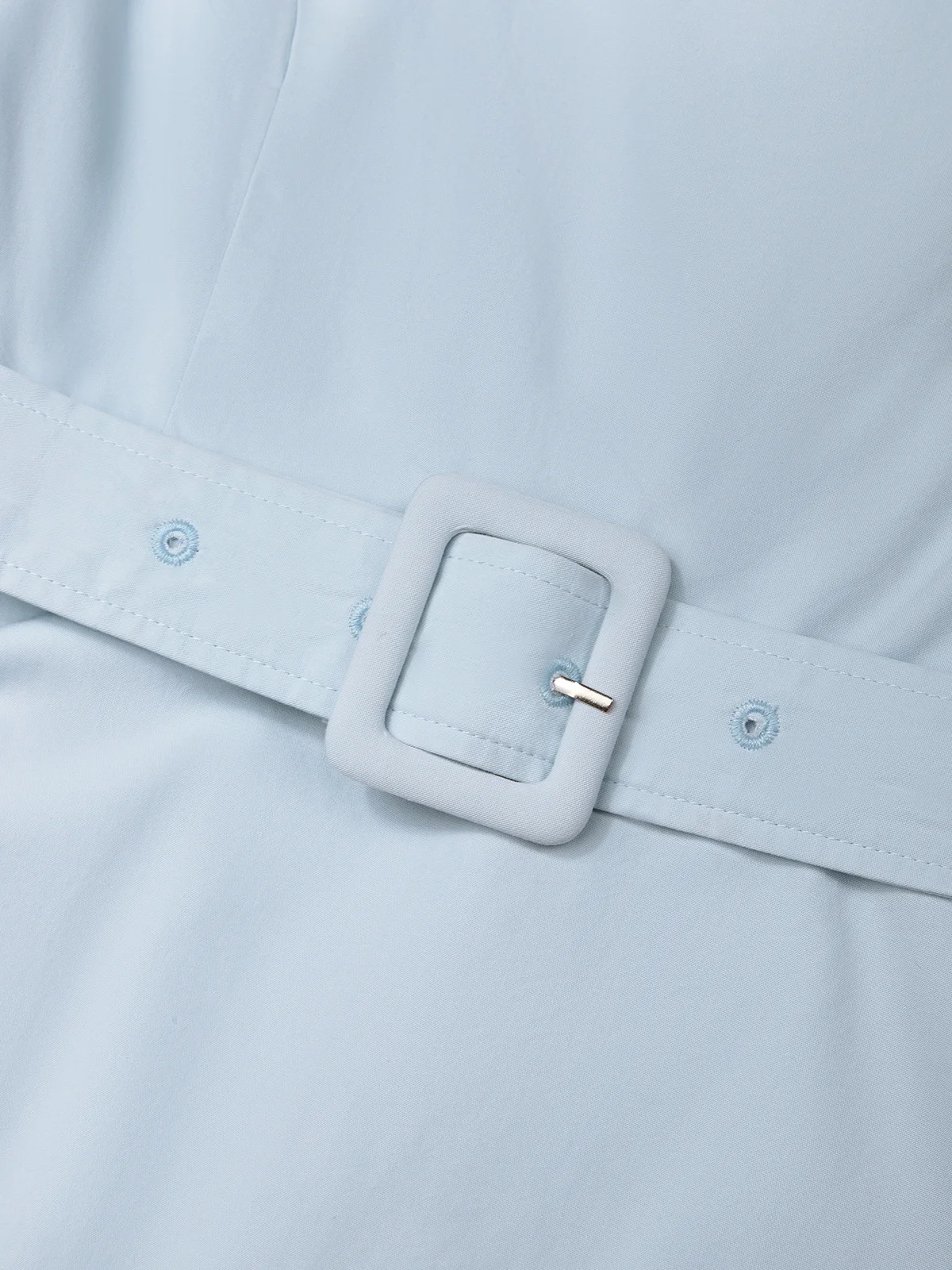 Light Blue Cotton Lyocell Off The Shoulder Half Sleeve A-Line Maxi Dress