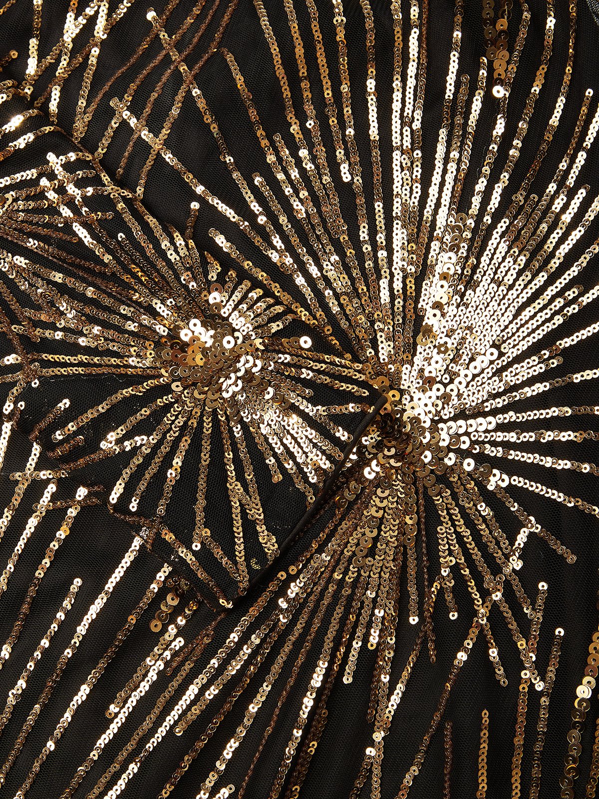 Golden-Black Off The Shoulder Gown Mermaid Sequin Dress