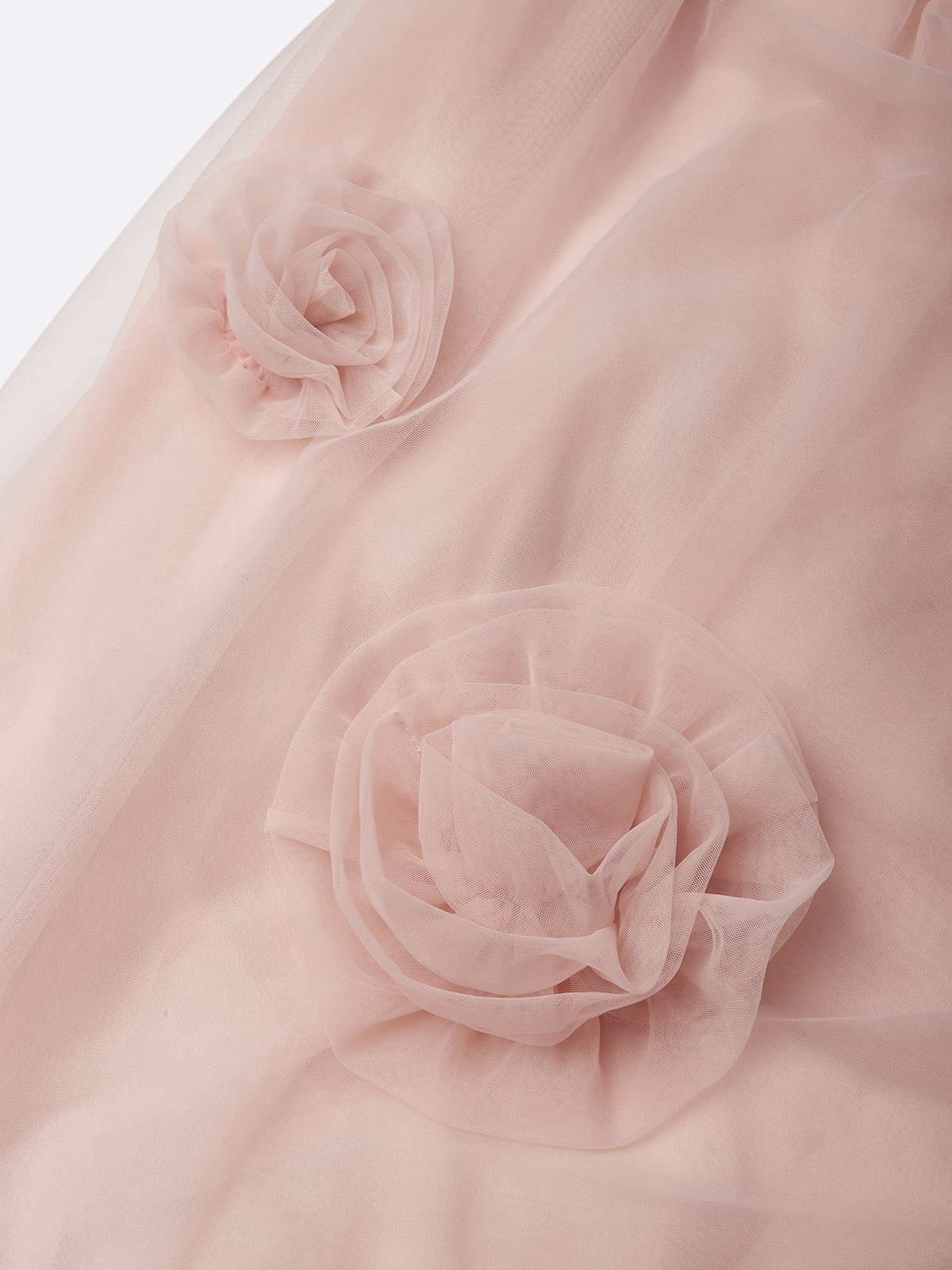 Pink 3D Floral Ruched Tulle Strapless Sleeveless Mermaid Gown Dress