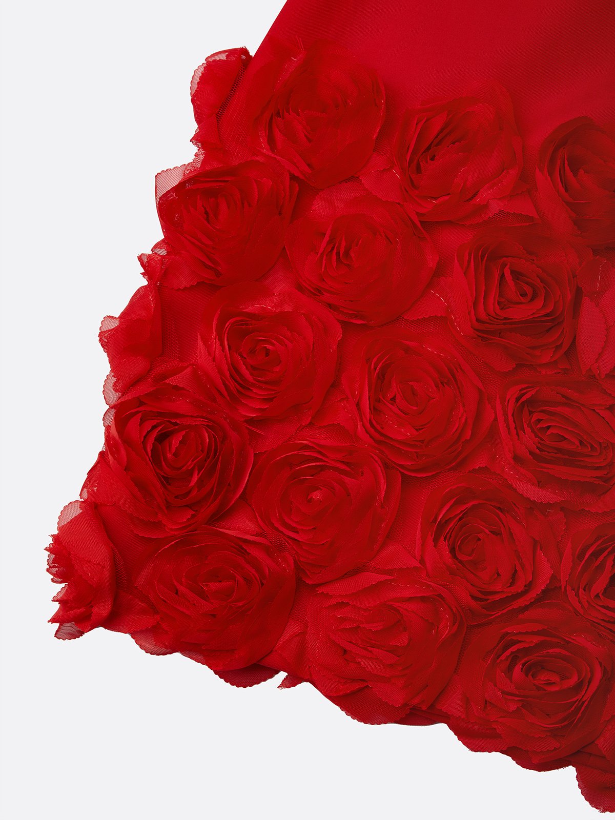 Red 3D Floral Classic V Neck Long Sleeve Sheath Mini Dress