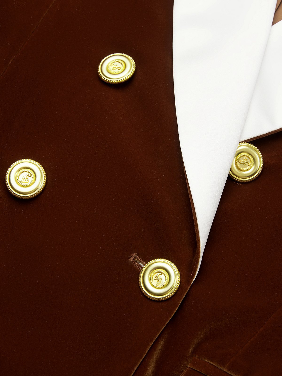 Women Brown Velvet Buckle Shawl Collar Long Sleeve Dressy Coat With Pants Two-Piece Set