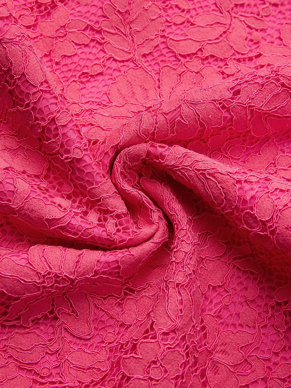 Women Rose Red Buckle Lace Crew Neck Long Sleeve Bell Sleeve Dressy Coat With Skirt Two-Piece Set