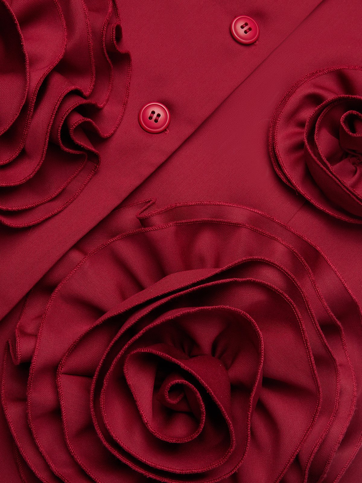 Red 3D Floral Blazer Shawl Collar Long Sleeve A-Line Mini Dress