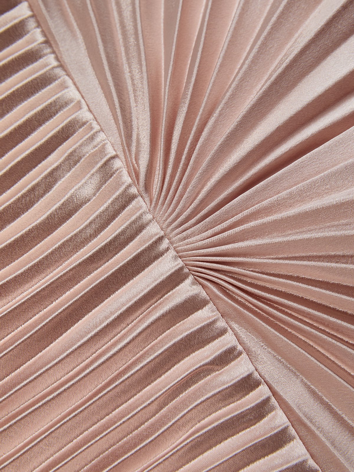 Rose Gold Pleated Satin Strapless Sleeveless A-Line Midi Dress