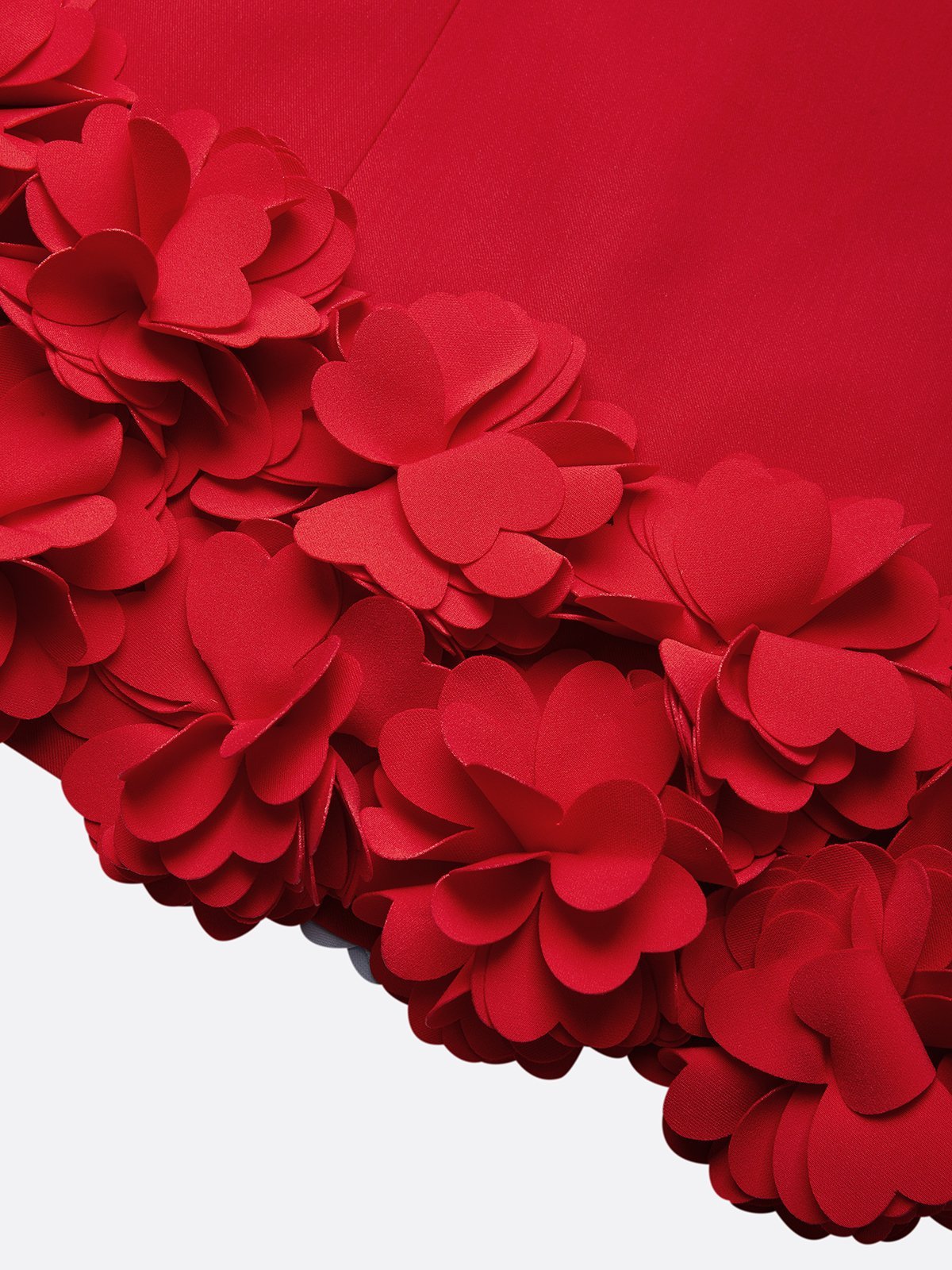 Women Red 3D Floral Crew Neck Long Sleeve Dressy Top With Pants Two-Piece Set