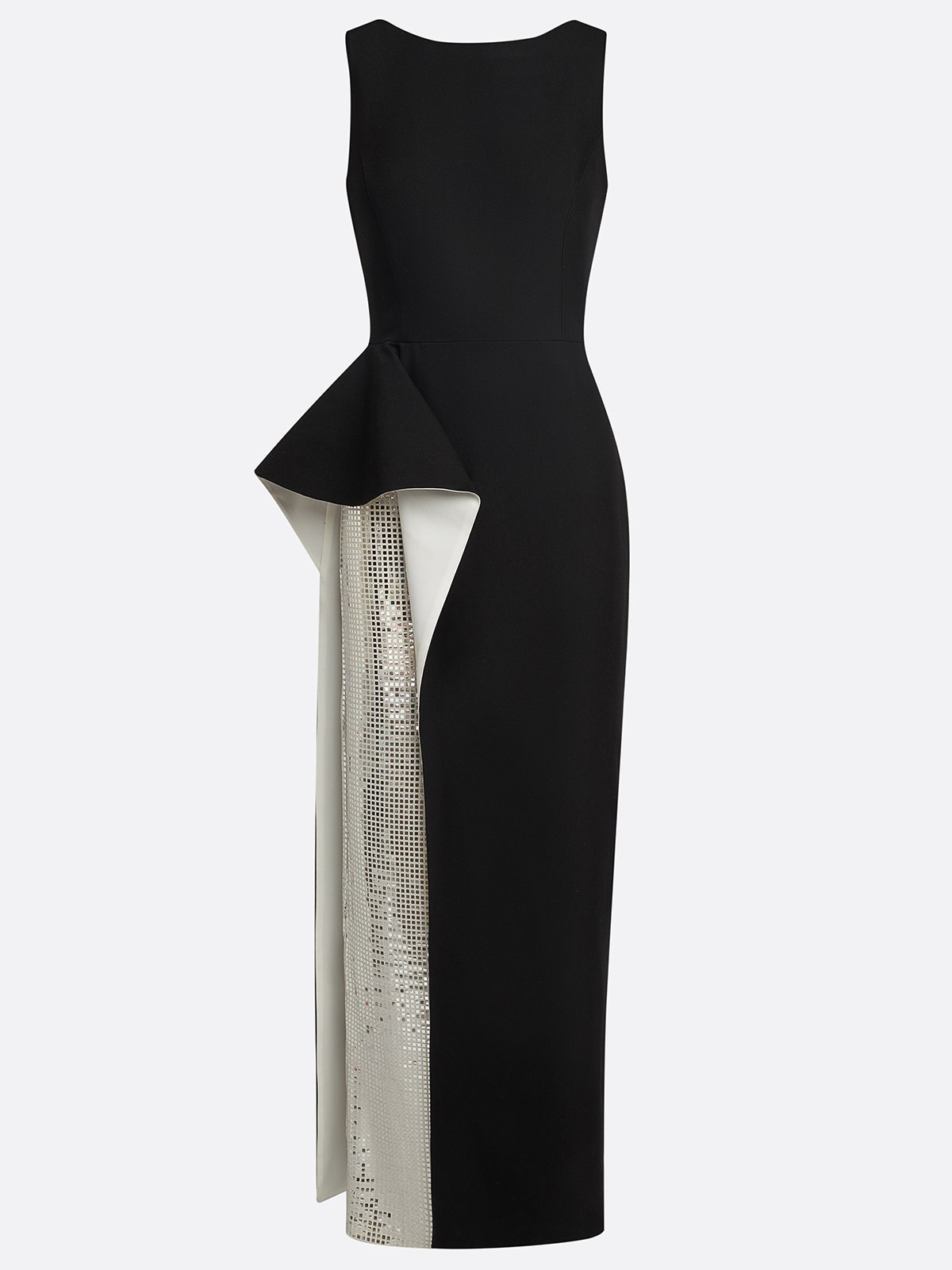 Black Glitter Sequin Split Joint Classic Crew Neck Sleeveless Sheath Maxi Dress