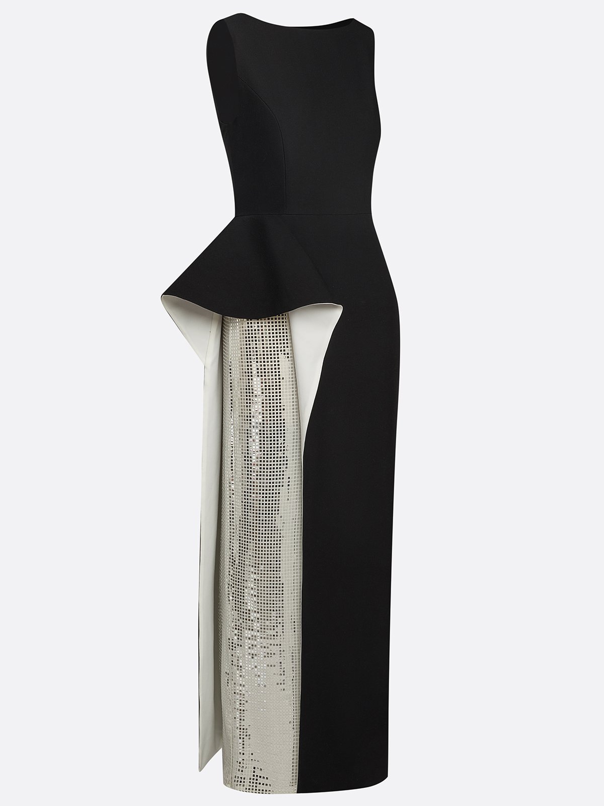 Black Glitter Sequin Split Joint Classic Crew Neck Sleeveless Sheath Maxi Dress