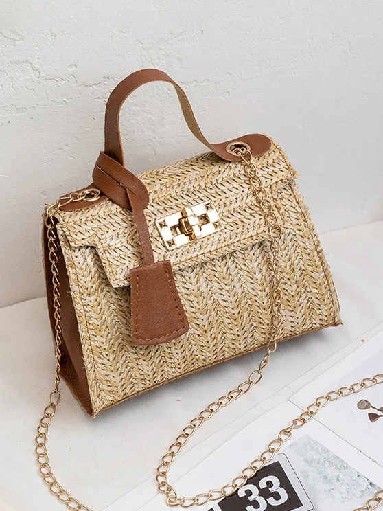 Urban Casual Straw Woven Messenger Bag Women's Handbag Vacation Daily