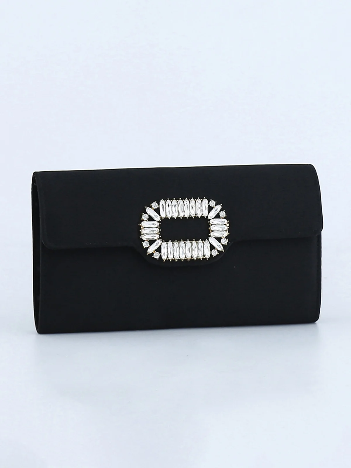 Rhinestone Buckle Satin Party Square Clutch Bag