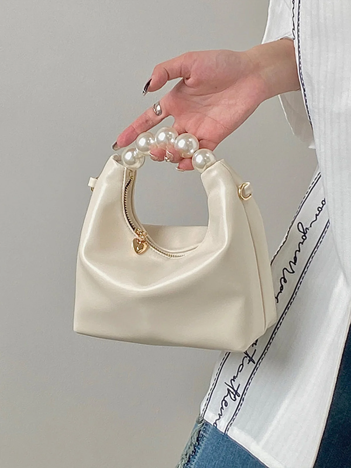 Elegant Imitation Pearl Handbag Thin Chain Strap Crossbody Bag