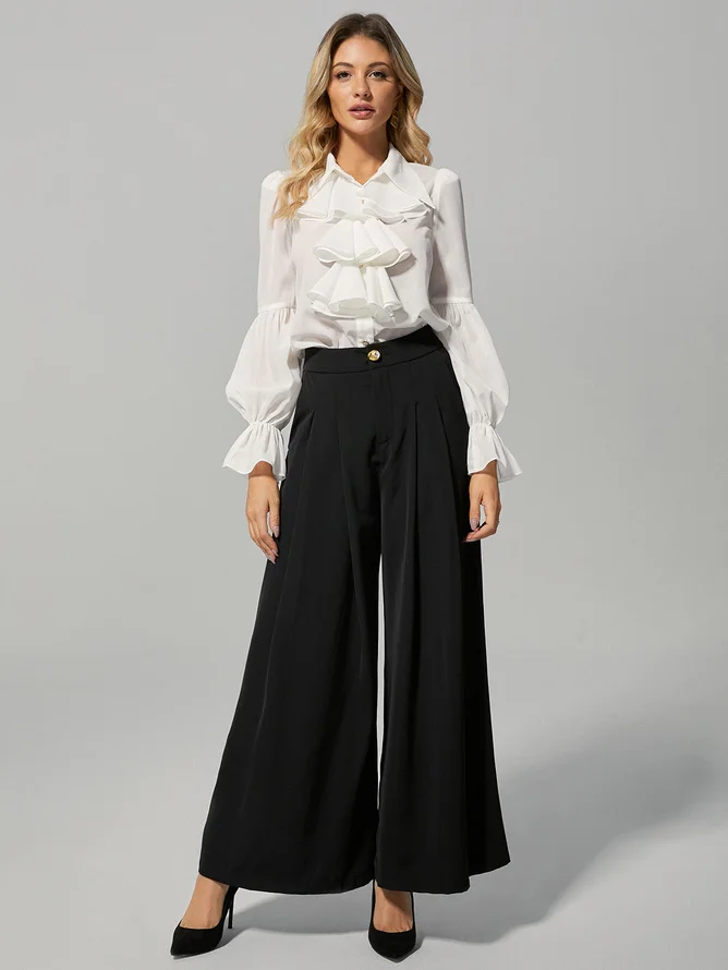 Women Black Fashion Wide-Leg Pants